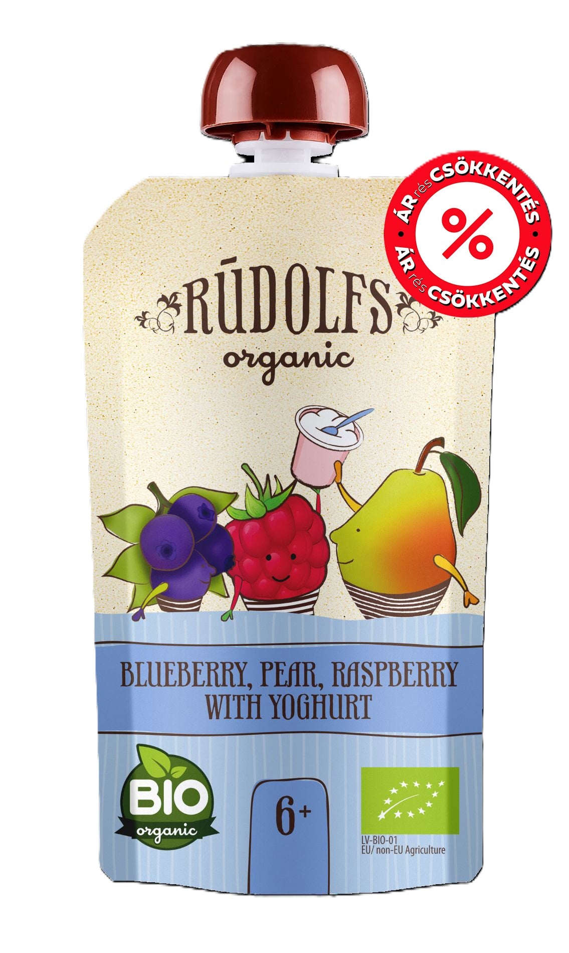 RUDOLFS ORGANIC Bio áfonya, körte, málna joghurttal 6 hónapos kortól