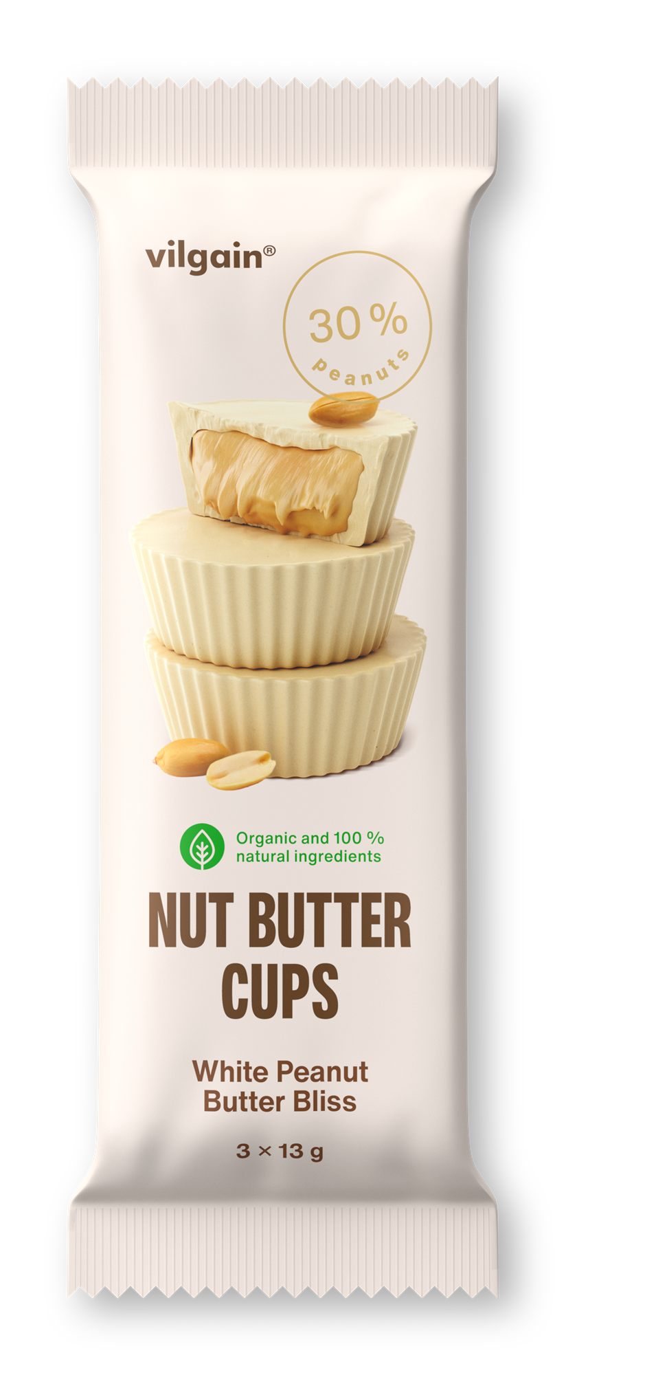 Vilgain BIO Nut Butter Cups Fehér földimogyorós mennyország (3 x 13 g)