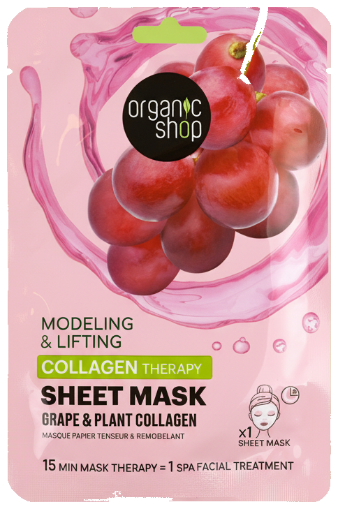 Organic Shop Feszesítő  fátyolmaszk szőlővel és növényi kollagénnel 25g