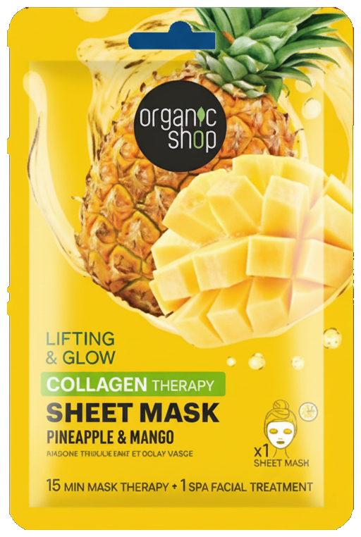 Organic Shop Lifting & Glow Kollagénes fátyolmaszk ananásszal és mangóval  25g