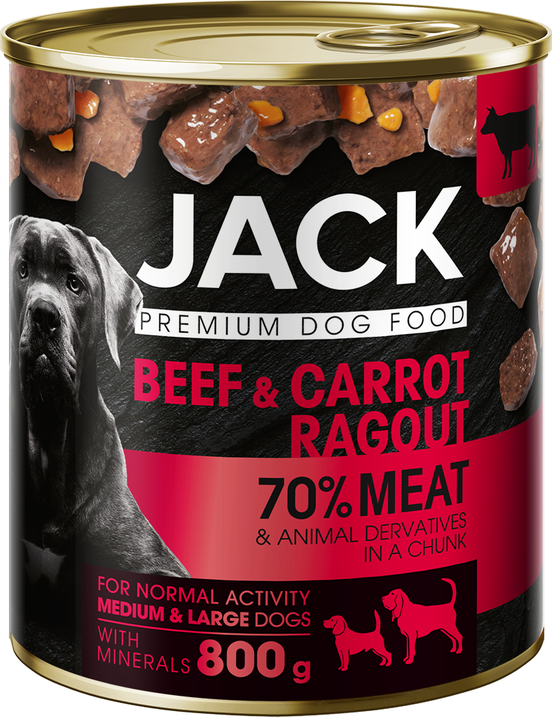 Jack teljes értékű nedves eledel/ konzerv kutyáknak, marha-répa ragu