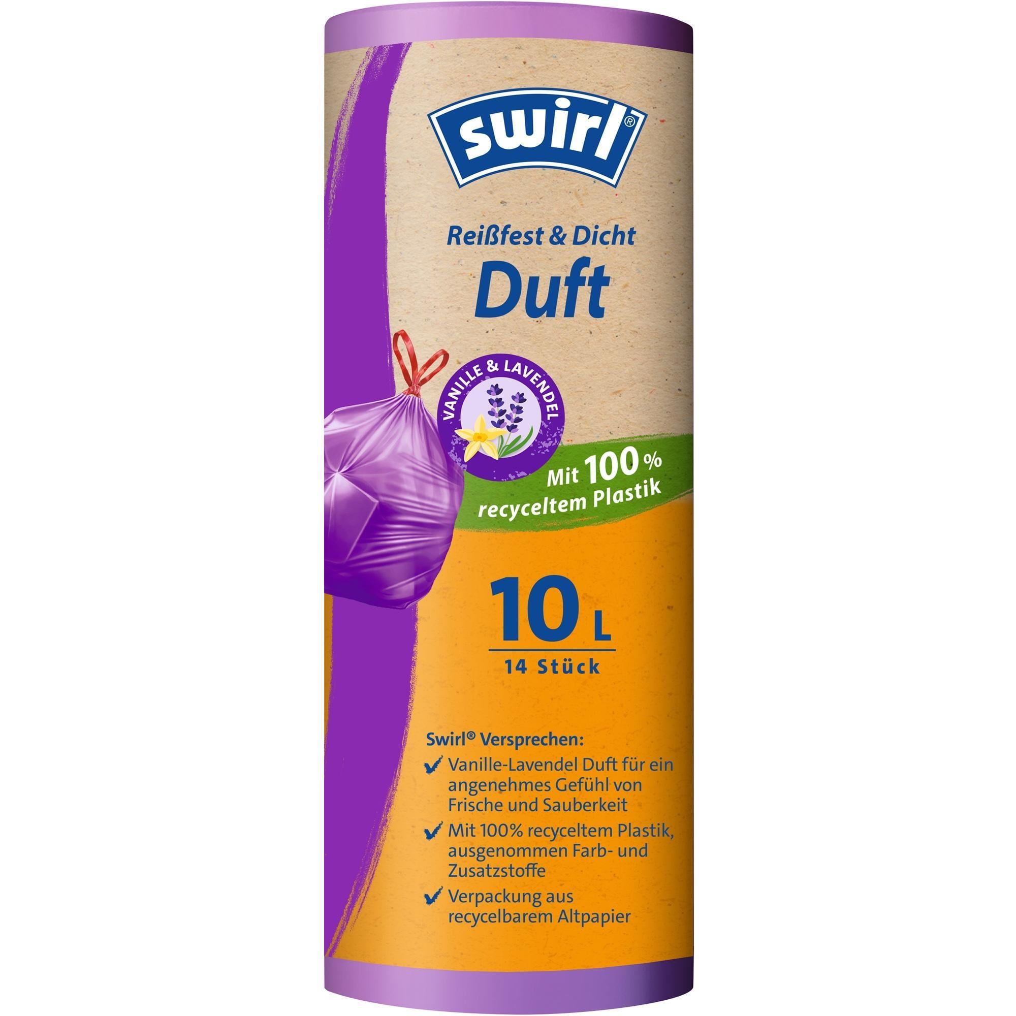 Swirl zárószalagos illatos szemeteszsák vanília-levendula 10L, 14db