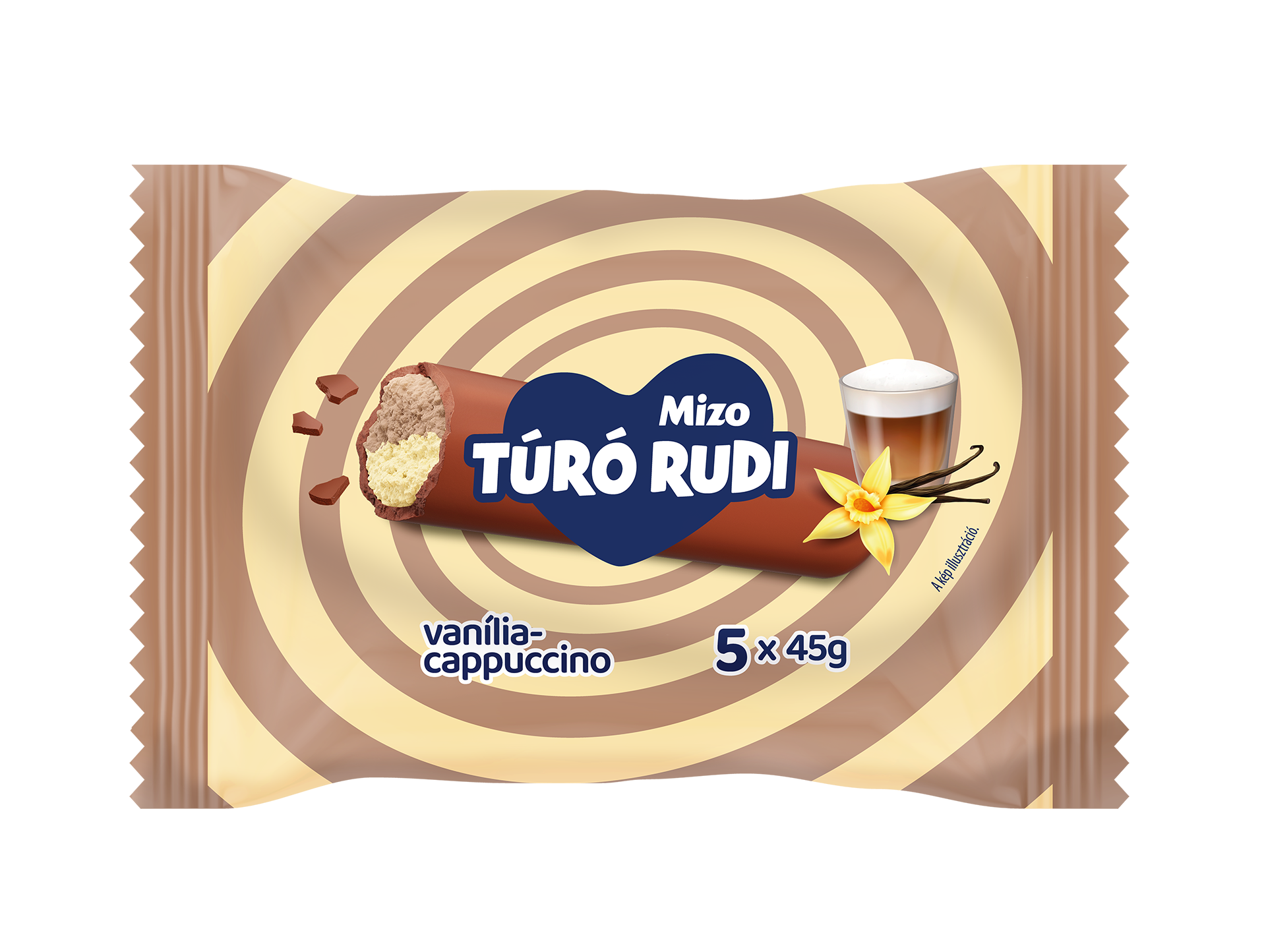 Mizo Túró Rudi Vanília–Cappuccino ízű tejcsokis 5×45 g