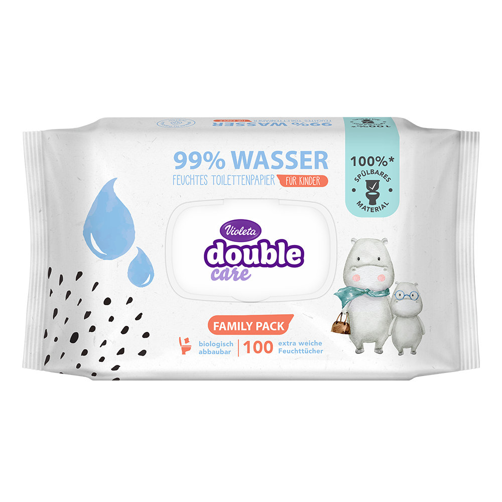 VIOLETA Double Care nedves toalettpapír 100db, 99% víztartalommal