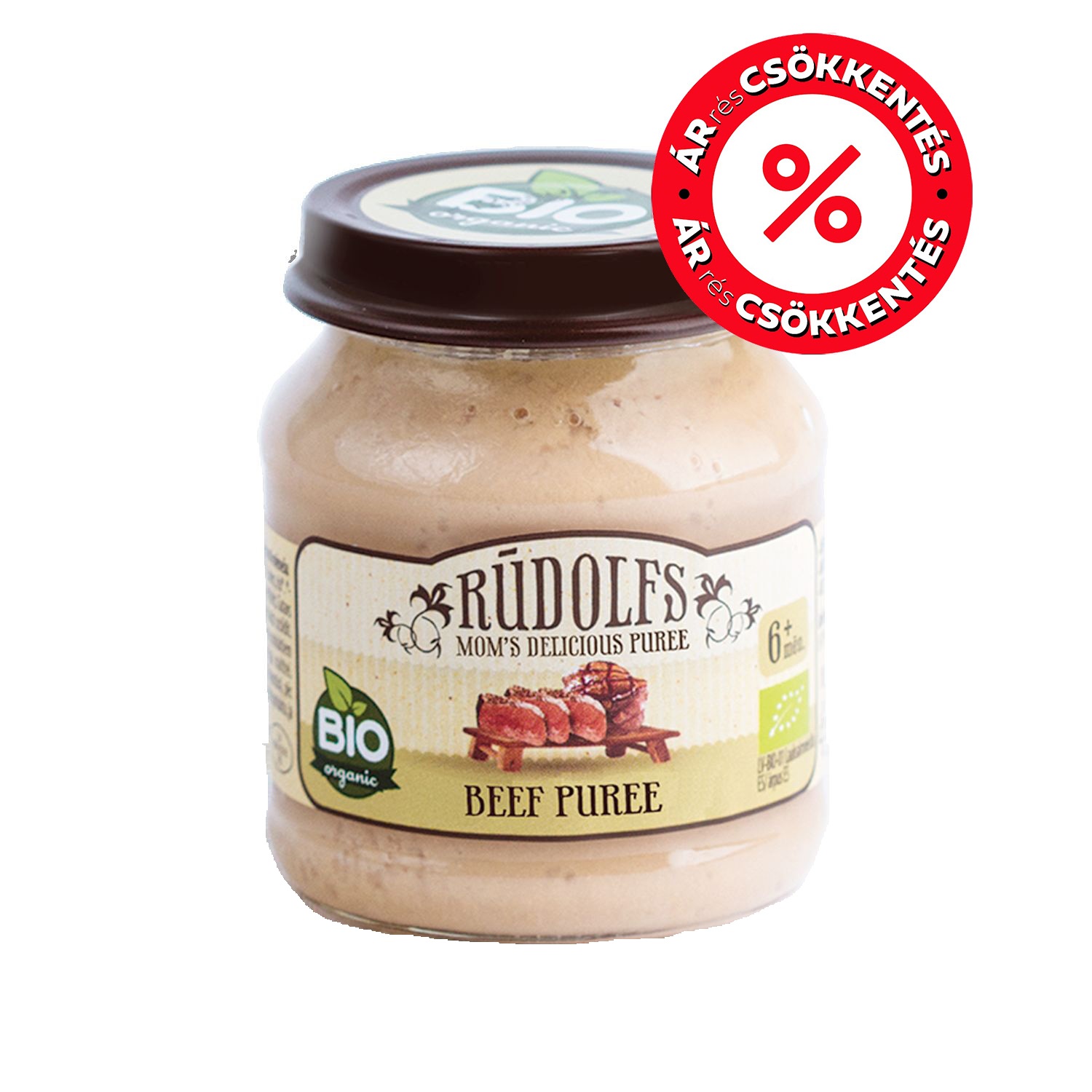 RUDOLFS ORGANIC Bio marhahúspüré 6 hónapos kortól