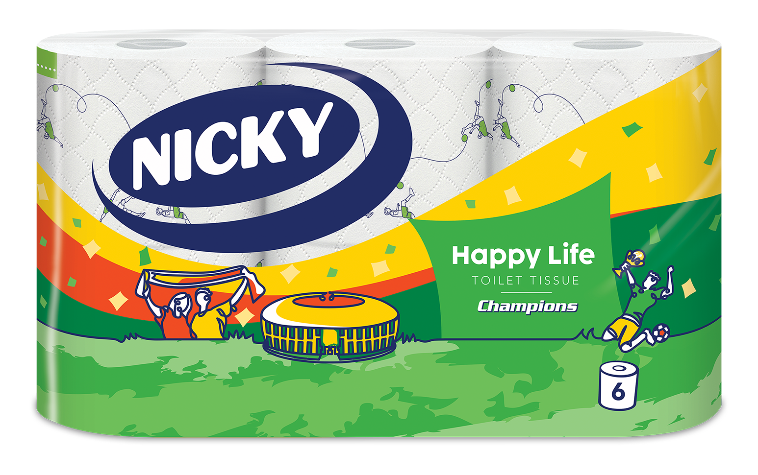 Nicky Champion 6 tekercses, 3 rétegű, mintás toalettpapír