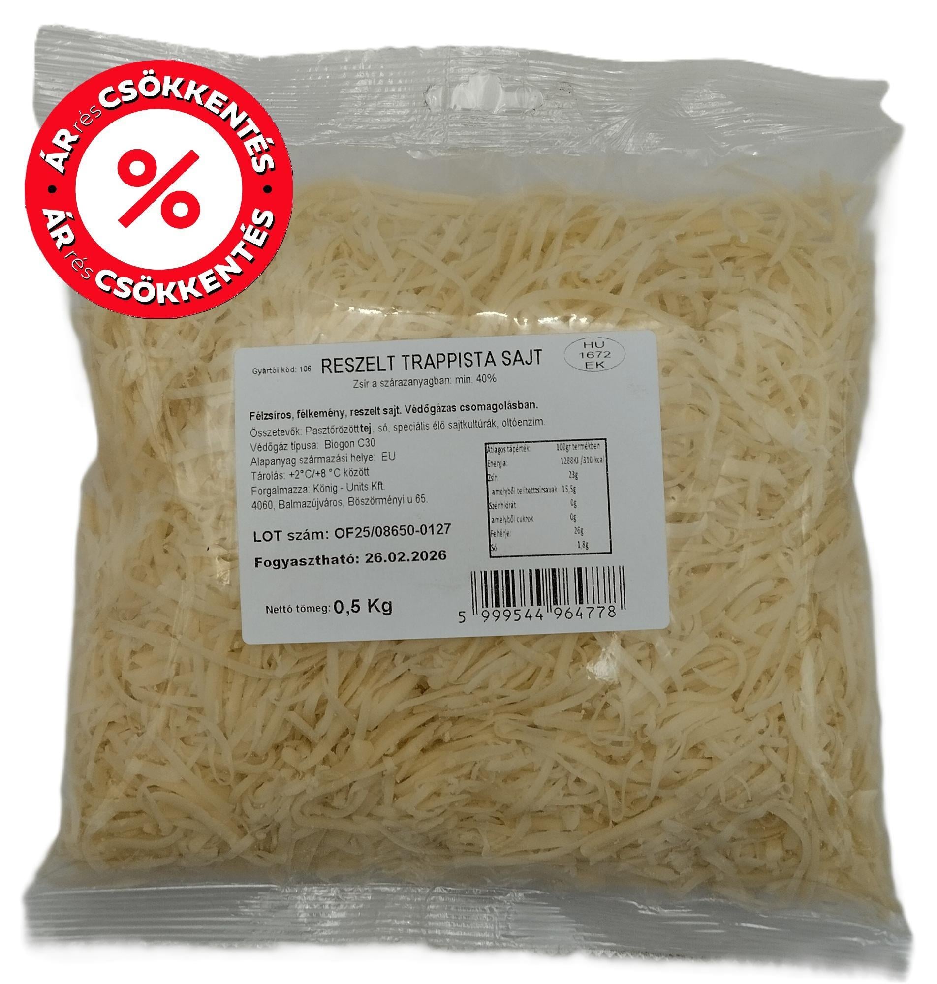 Reszelt trappista sajt