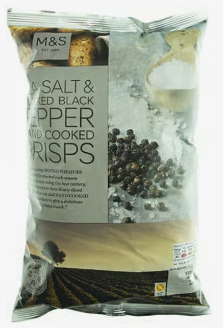 Marks & Spencer Tengeri só & őrölt fekete bors ízű chips