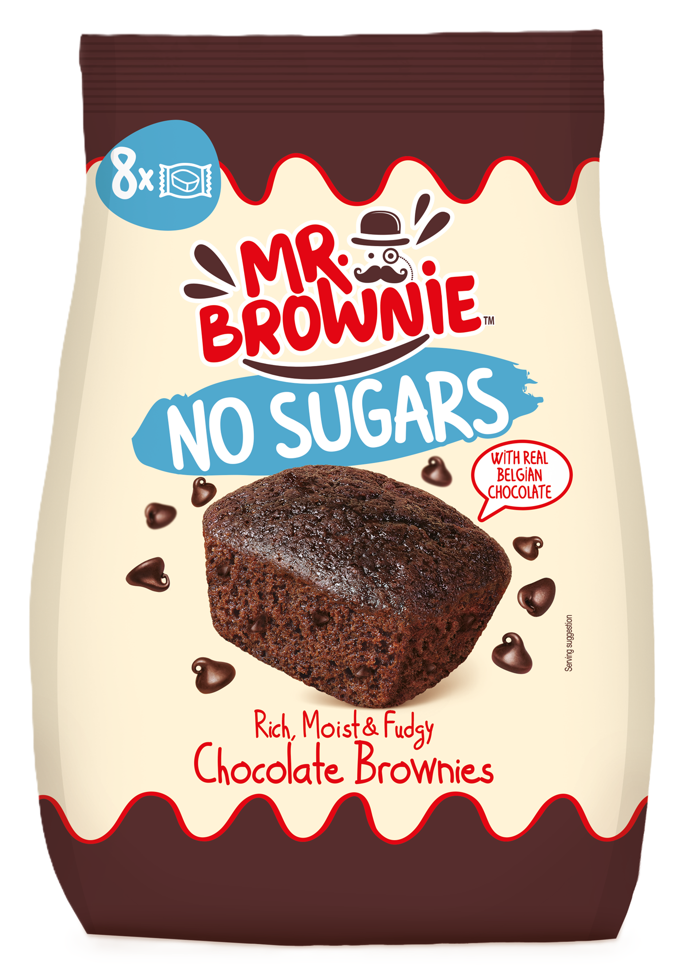 Mr. Brownie No Sugars cukormentes brownie belga csokoládé darabokkal, édesítőszerrel