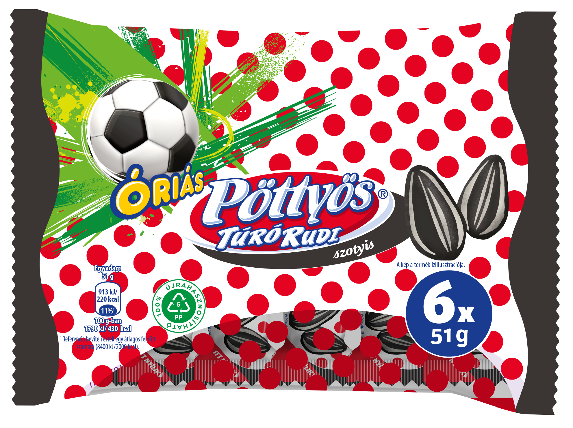 Pöttyös Túró Rudi Óriás szotyis (6×51G)