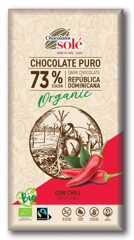 Chocolates Solé BIO étcsokoládé 73% chilivel