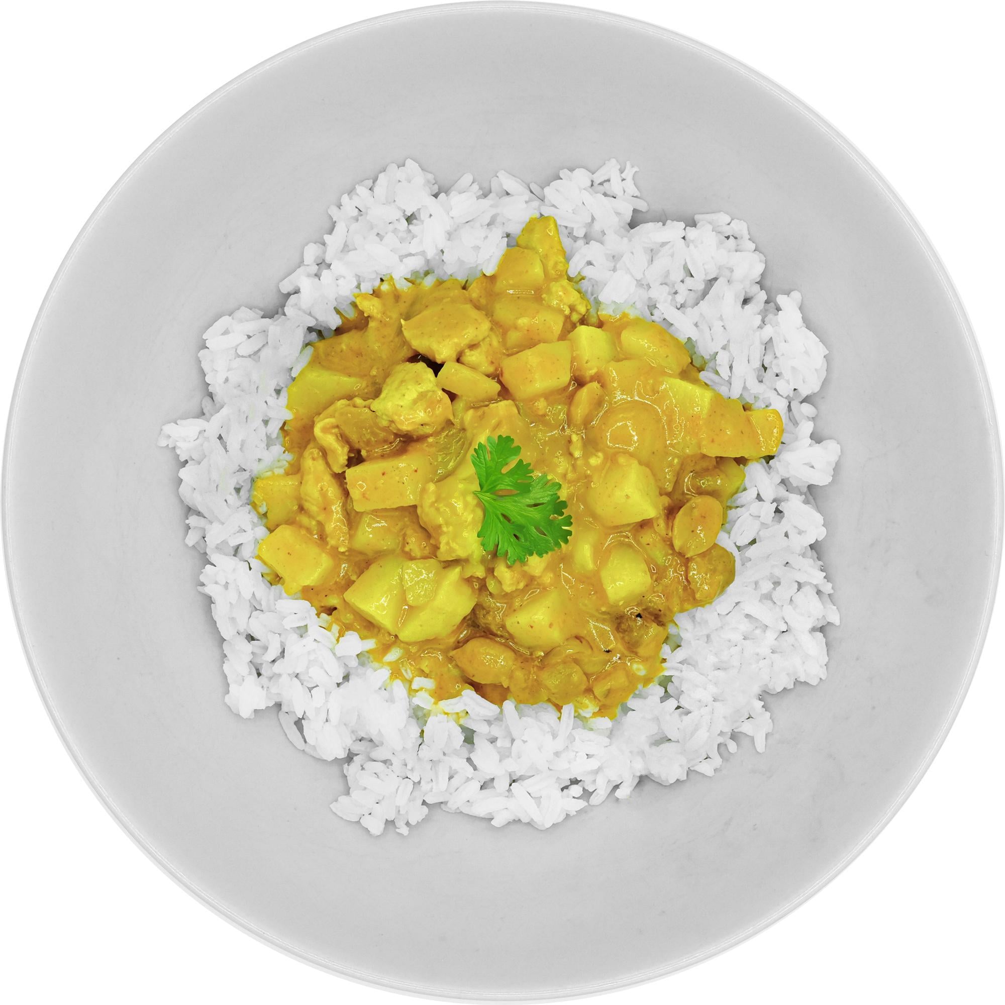Pappudia Sárga curry, rizs