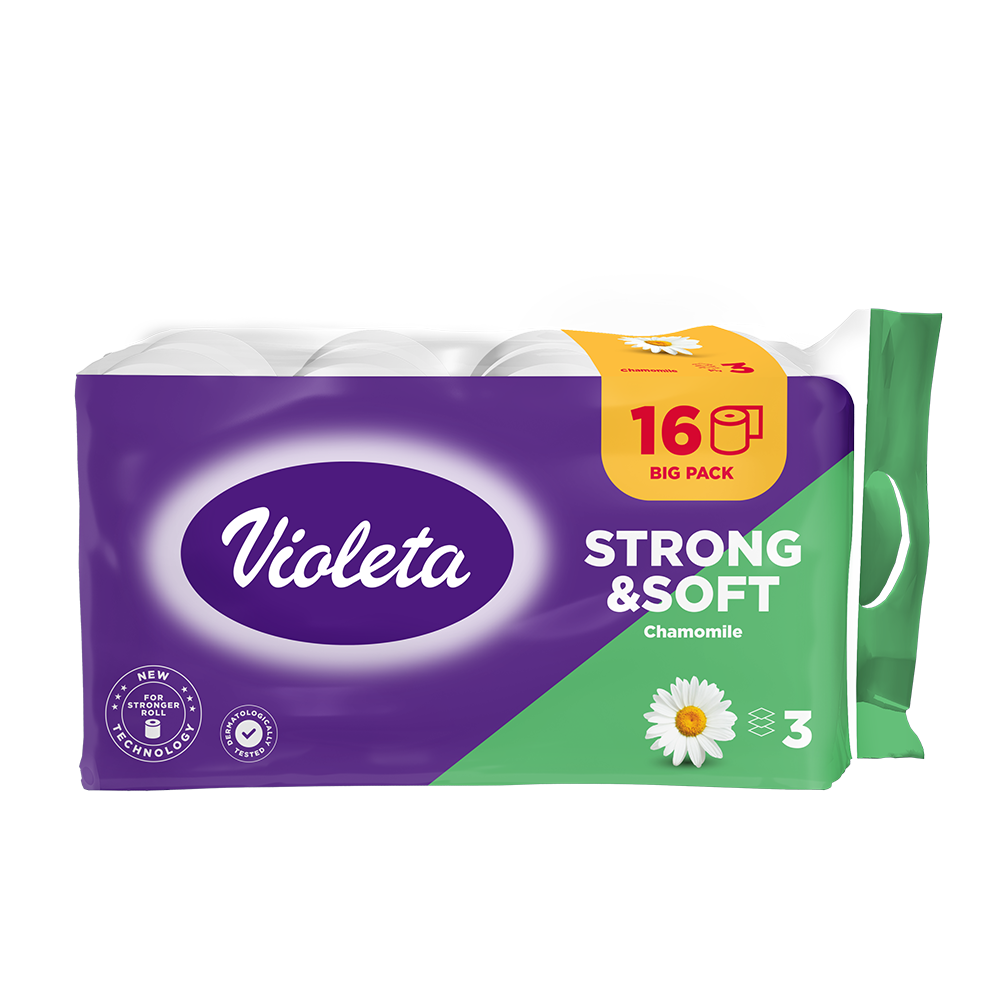 VIOLETA Strong & Soft toalettpapír 3 rétegű 16 db – kamilla illatú