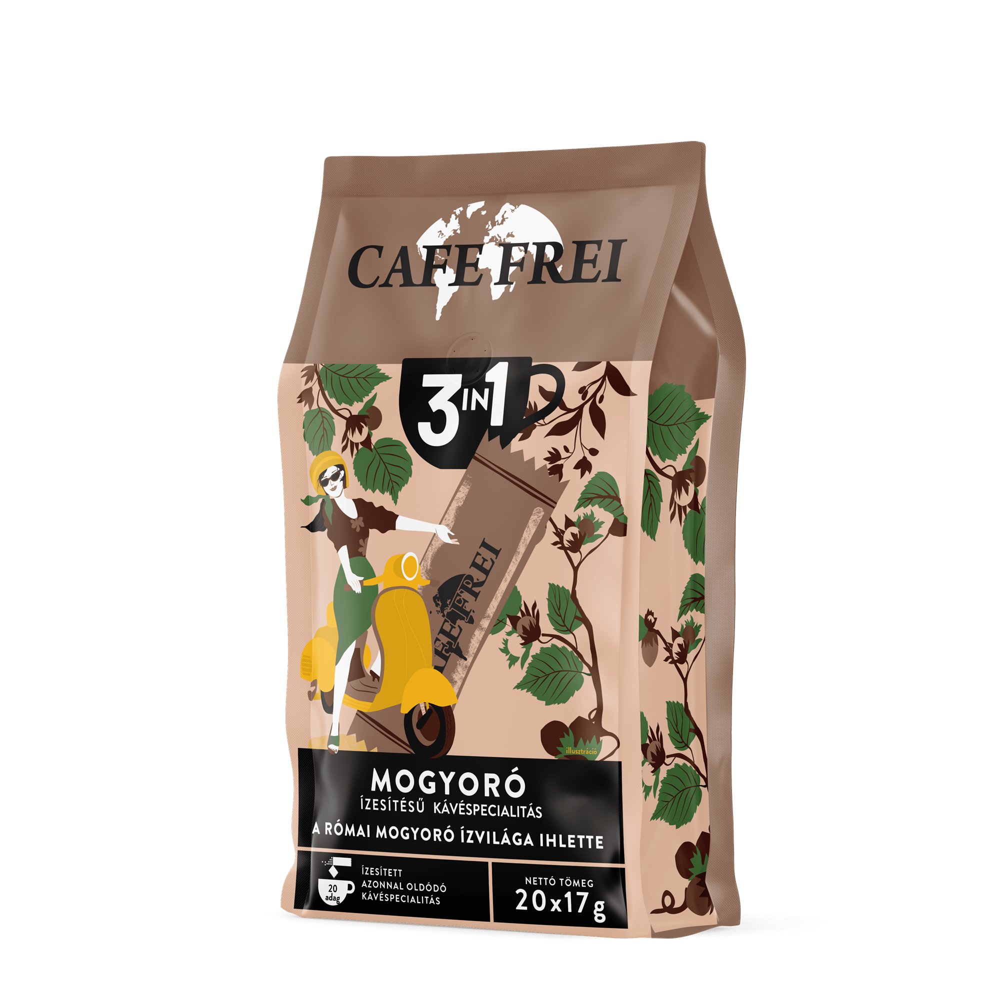Cafe Frei Római mogyoró ízesítésű kávéspecialitás 3 in 1 instant kávé