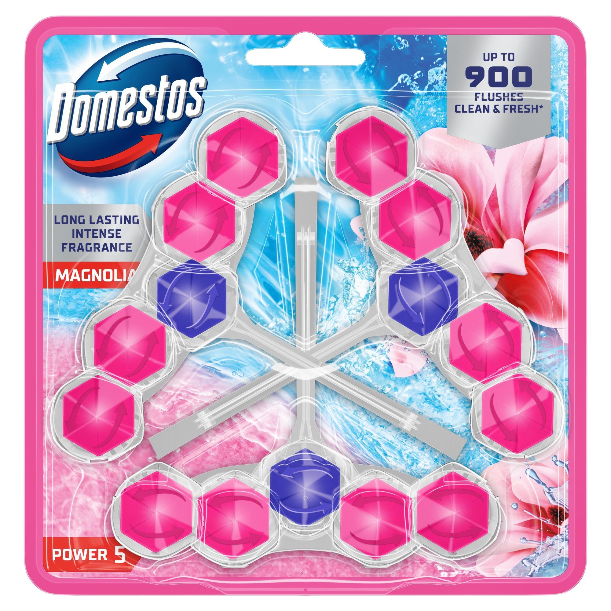 Domestos Power5 Magnolia illatú WC illatosító blokk, 3x50 g