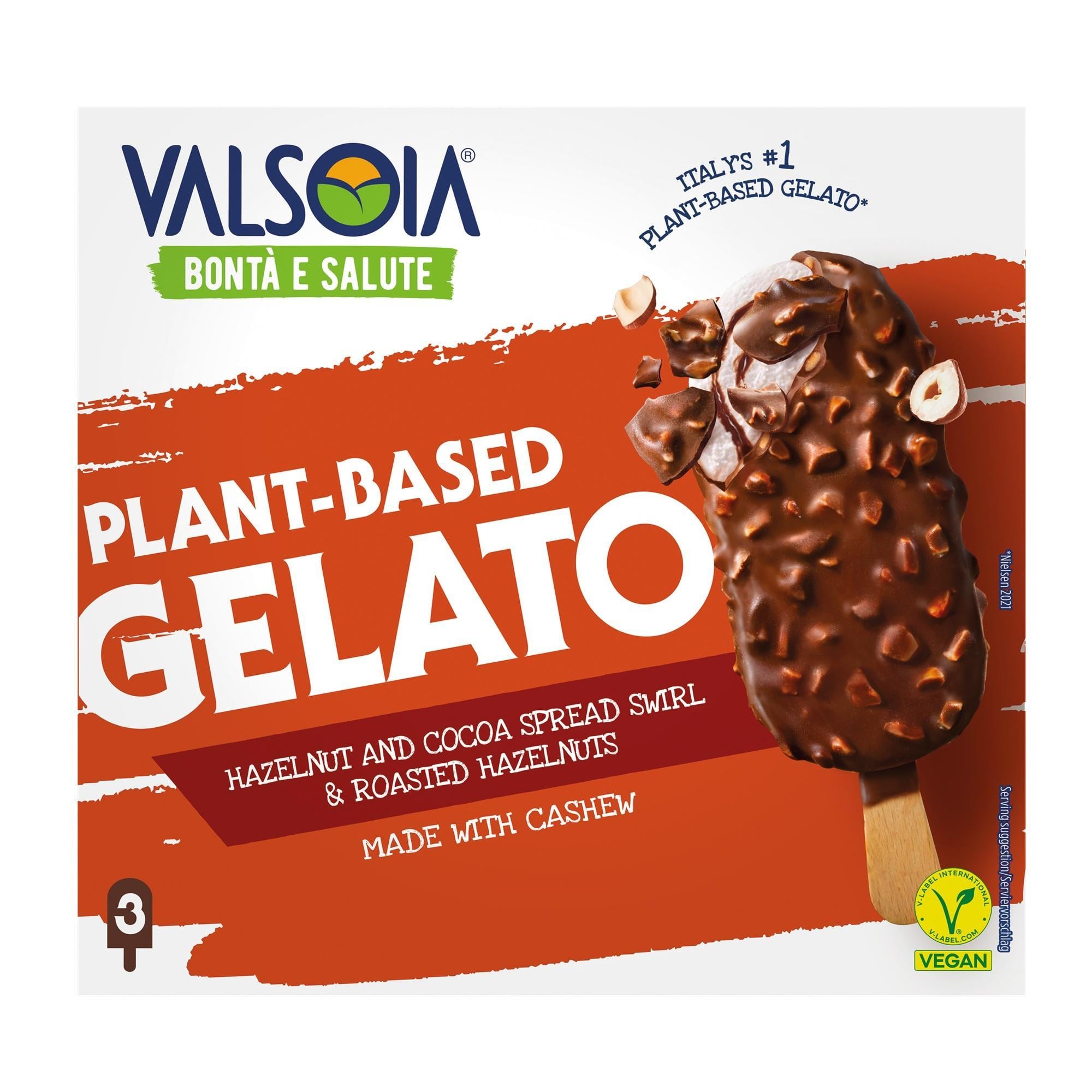 Valsoia Vegán Classic pálcikás mogyorós jégkrém (3x130ml)