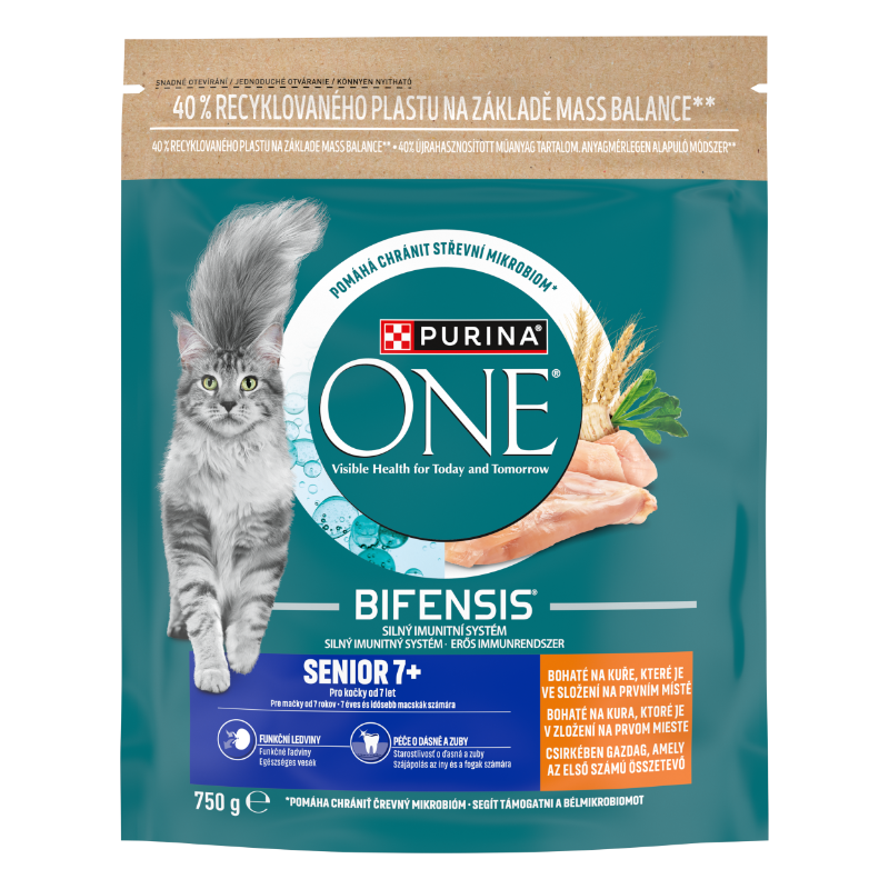 Purina One Senior Csirkében gazdag száraz macskaeledel 750g