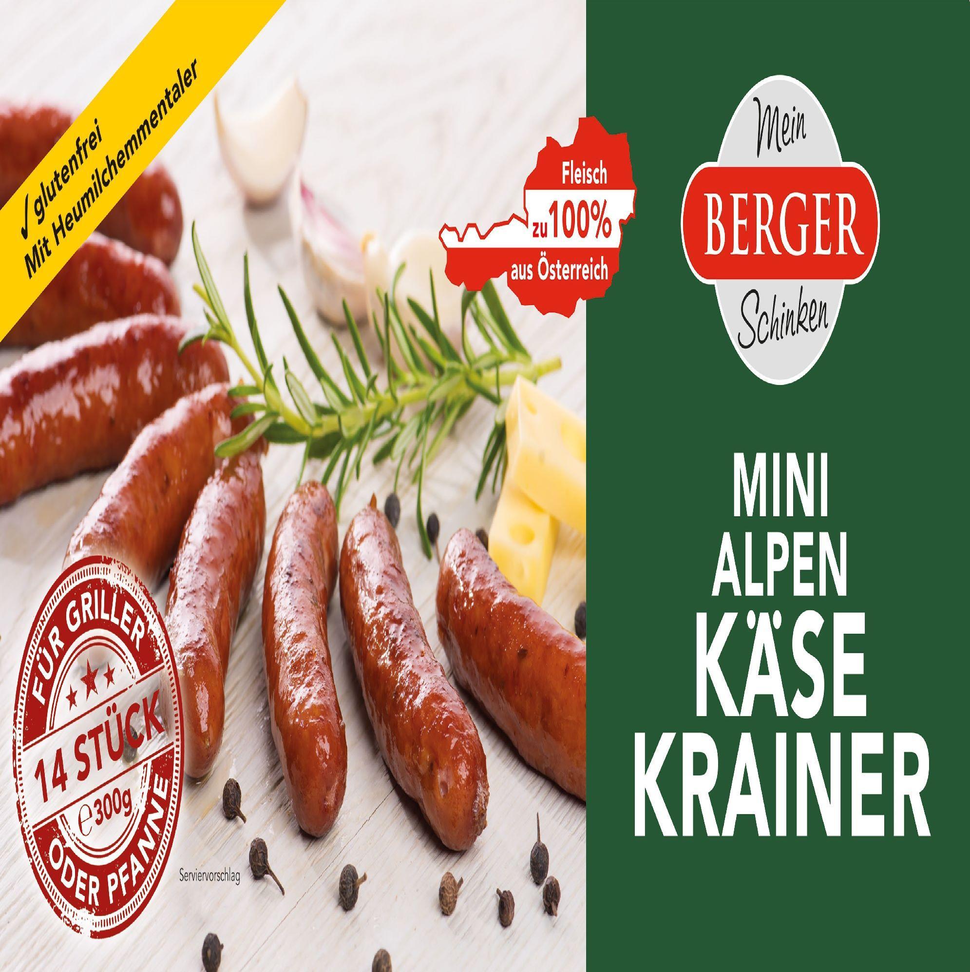 Berger Alpok Mini Sajtos Grillkolbász
