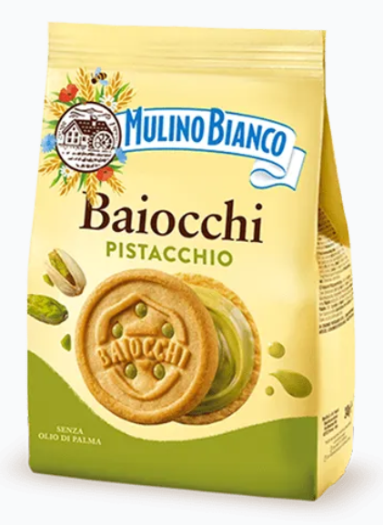 Mulino Bianco Baiocchi pisztáciás krémmel töltött keksz