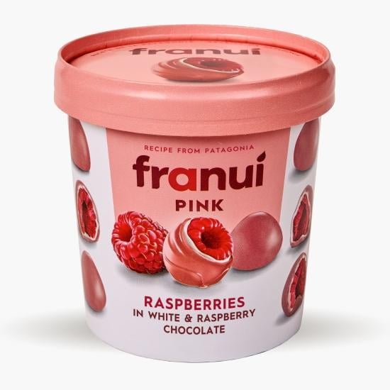 Franuí - frissen fagyasztott málna fehér és málnás csokoládéval bevonva