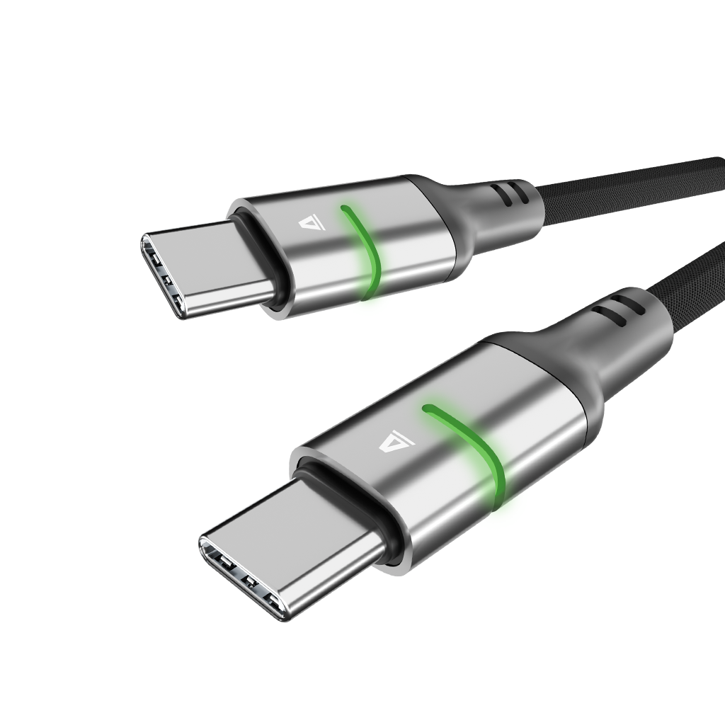 AVAX CB632 STEELY LED 60W USB-C gyorstöltő kábel, fonott, 1m, fekete