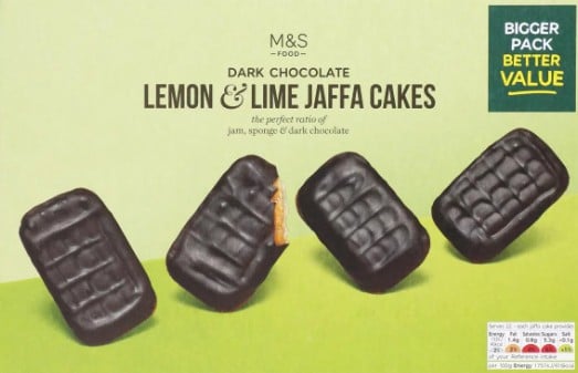 Marks & Spencer Lime-citrom ízű töltelékkel töltött piskóta, étcsokoládéba félig mártva