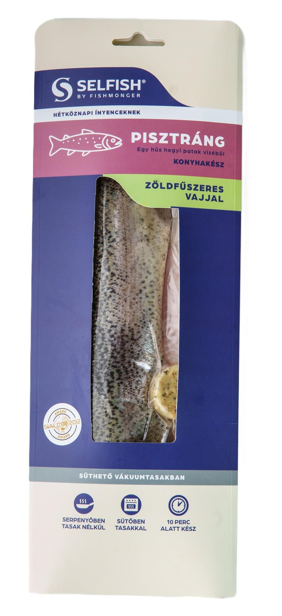 Selfish pisztráng zöldfűszeres vajjal, süthető csomagolásban