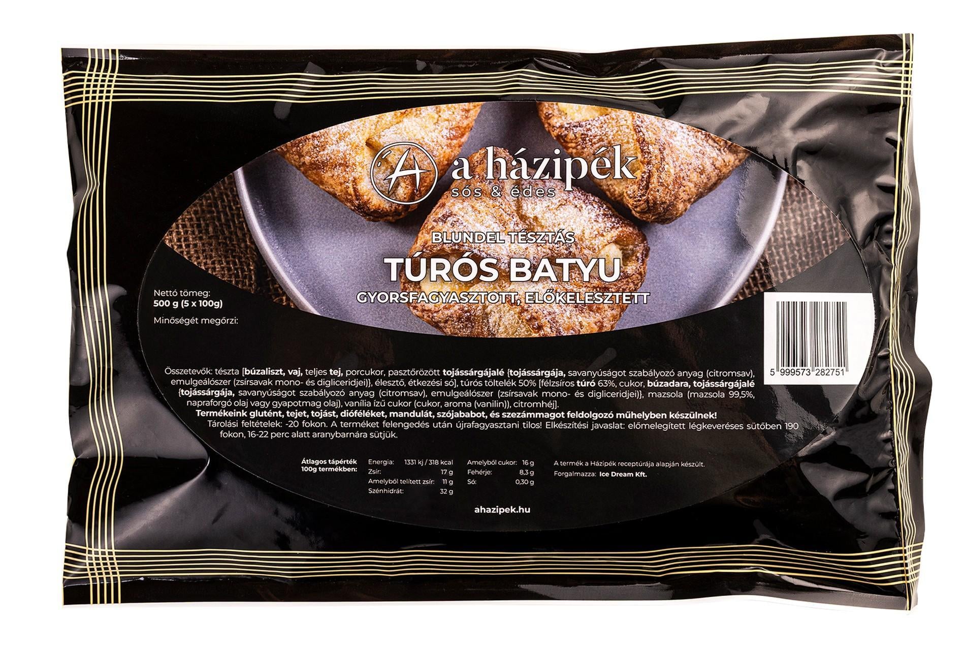 A házipék túrós batyu, előkelesztett, gyorsfagyasztott