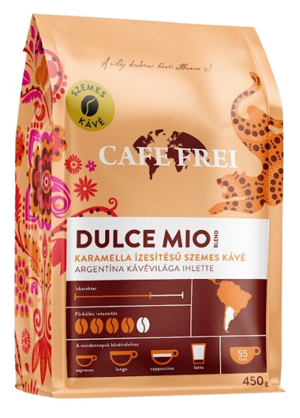 CAFE FREI Dulce Mio karamella ízesítésű szemes kávé