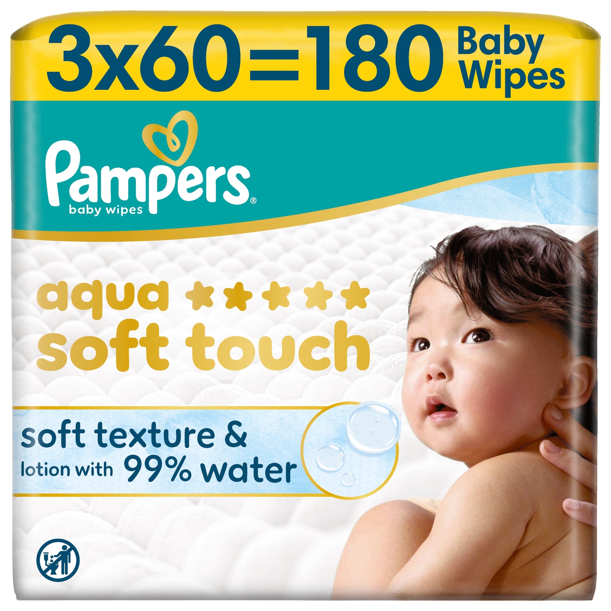 Pampers Aqua Soft Touch Baby Nedves Törlőkendő, 3x60 db, 180 db