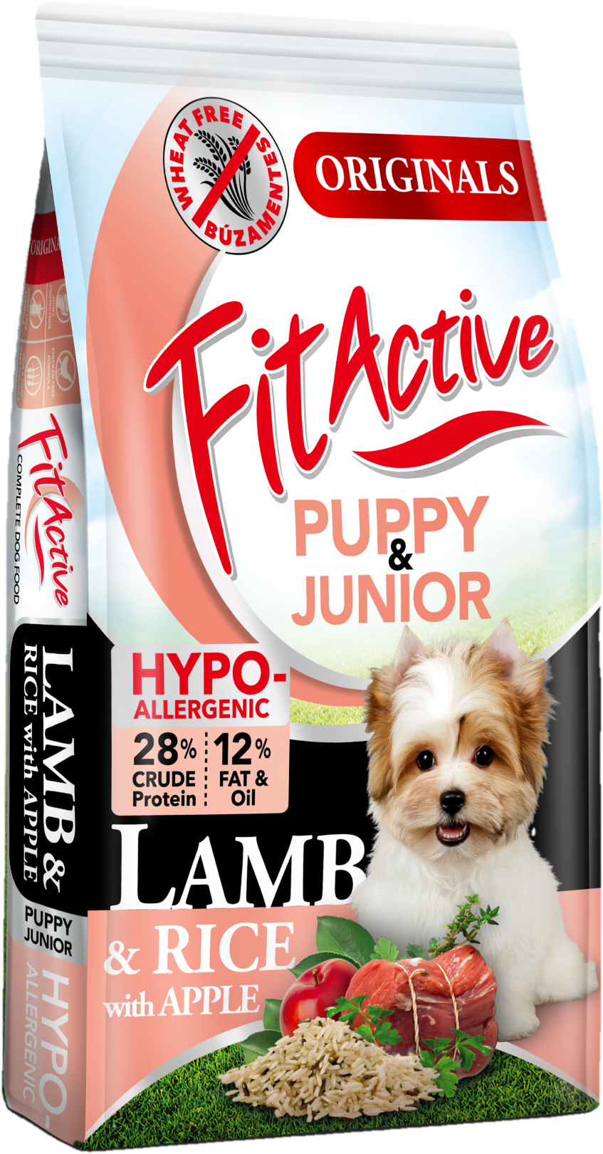 FitActive Originals búzamentes, hipoallergén eledel növendék kutyáknak Puppy&Junior bárány