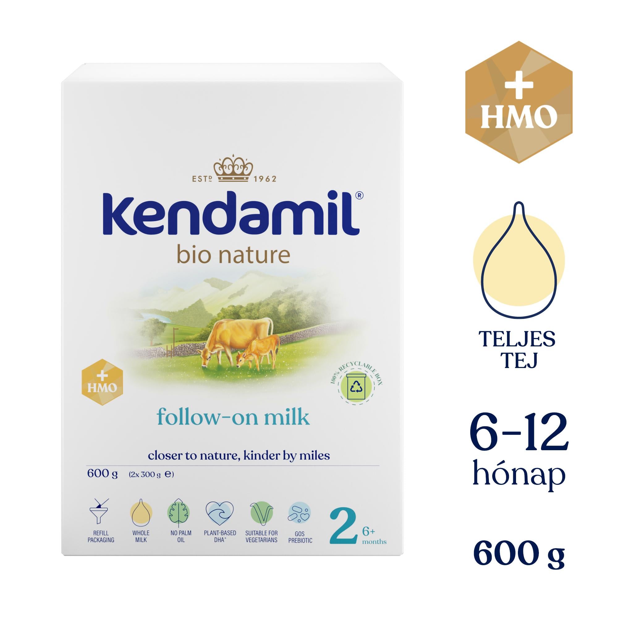 Kendamil BIO NATURE BOX 2 HMO+ tehéntej alapú anyatej-kiegészítő tápszer 6 hónapos kortól