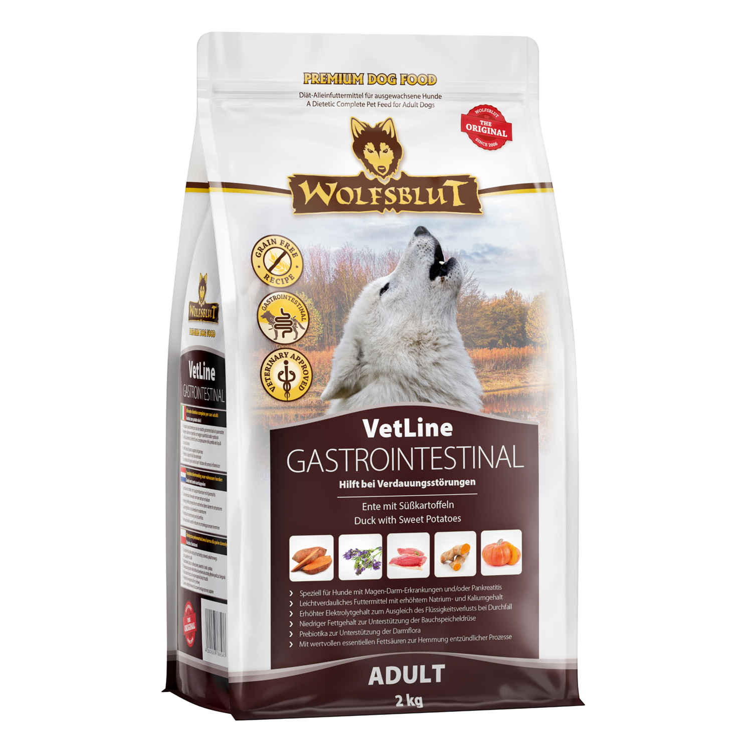Wolfsblut VetLine Gastrointestinal száraz kutyatáp kacsahússal és édesburgonyával 2kg
