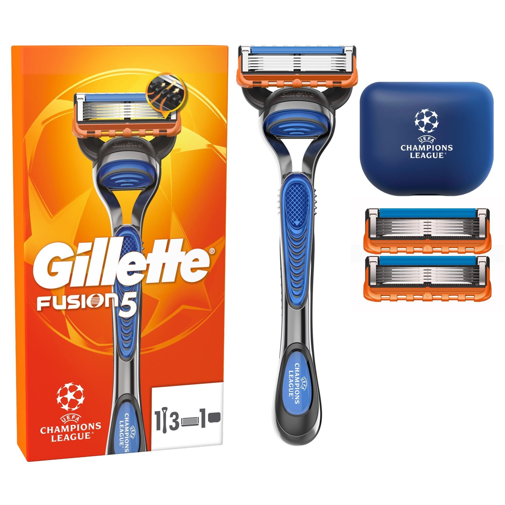 Gillette Fusion5 Férfi Borotva 3 db borotvabetéttel, ajándék borotvavédővel, UCL Special Edition