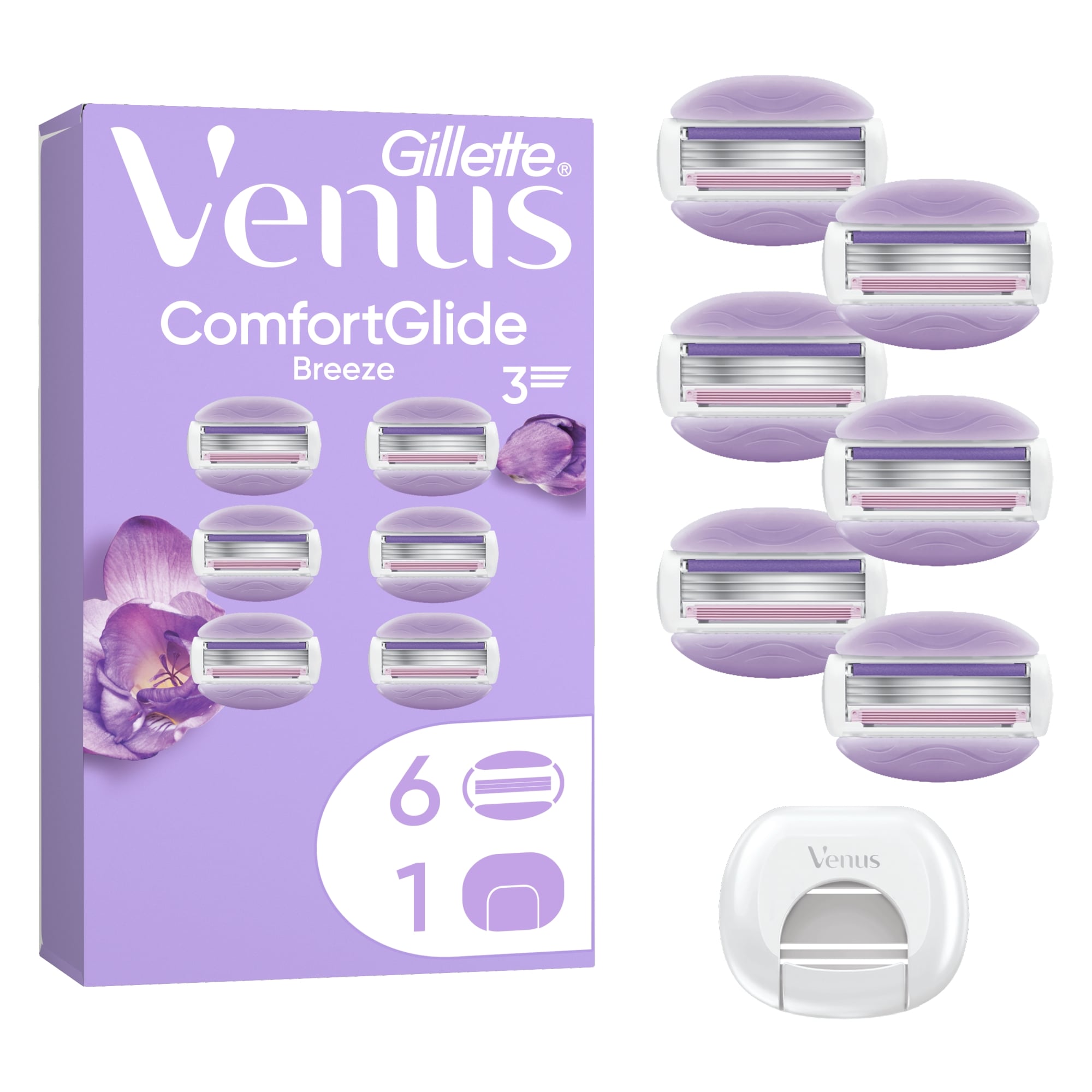 Gillette Venus Comfort Glide Breeze Borotvabetét Női Borotvához, 6 db, Pengevédővel