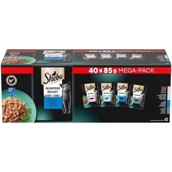 Sheba Delikatesse alutasakos nedves macskaeledel hal válogatás 40 x85g