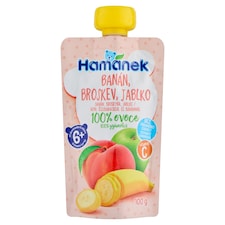 Hamánek alma, őszibarackkal és banánnal gyümölcspüré 6 hónapos kortól 100 g