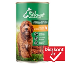 Pet Specialist állateledel felnőtt kutyák számára csirkével, májjal és sárgarépával szószban 1240 g