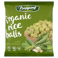 Biopont gluténmentes bio rizsgolyó spenóttal és póréhagymával 60 g