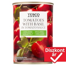 szeletelt paradicsom paradicsomszószban, bazsalikommal 400 g