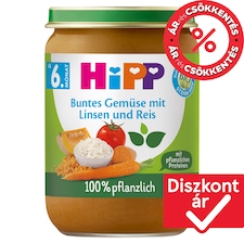 HiPP bio zöldségek lencsével, zöldséggel és rizzsel bébiétel 6 hónapos kortól 190 g