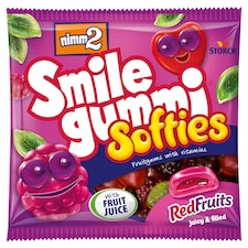 nimm2 Smilegummi Softies Red Fruits puha vegyes gyümölcs ízű töltött gumicukorka vitaminokkal 90 g
