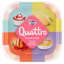 Ledo Quattro tejszínhabízű és creme brulee ízű jégkrém félig kandírozott gyümölccsel 1500 ml