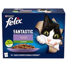 Purina Felix Fantastic házias válogatás, zöldségekkel aszpikban nedves macskaeledel 12 x 85 g