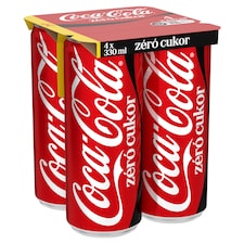 Coca-Cola zéró cukor colaízű energiamentes szénsavas üdítőital édesítőszerekkel 4 x 330 ml