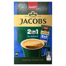 Jacobs 2in1 Classic azonnal oldódó kávéitalpor kávéfehérítővel 20 x 12,4 g (248 g)