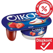 Danone Oikos Édes Kettes élőflórás édesített joghurt eperszósszal 118 g