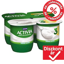 Danone Activia élőflórás, krémes natúr joghurt 4 x 125 g