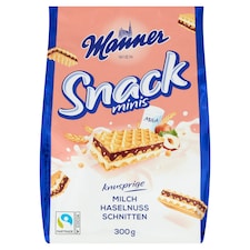 Manner Snack ostya mogyoró- és tejszín ízesítésű krémtöltelékkel 300 g