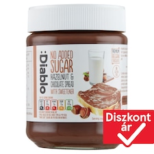 Diablo mogyorós csokoládé krém hozzáadott cukor nélkül, édesítőszerrel 350 g